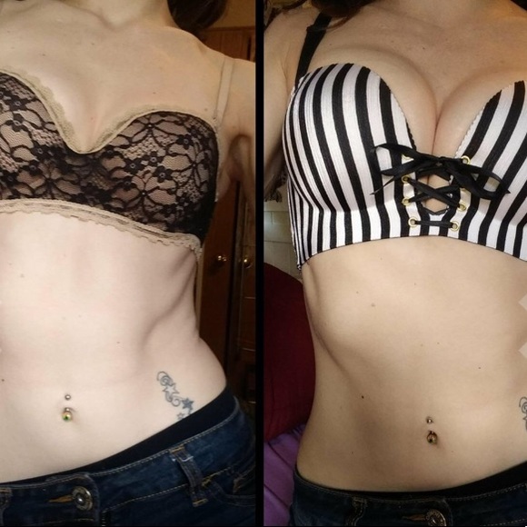 Push Up Padded Unlined Brassiere Pink Stripes - Picture 6 of 8